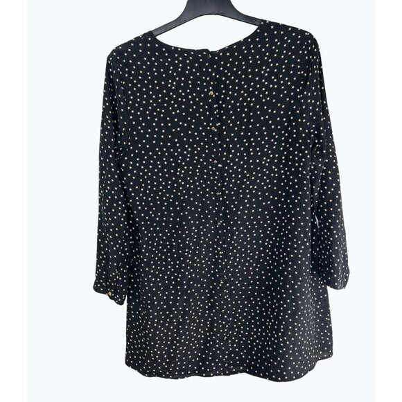 Madewell Black Star Scatter Silk V-Neck Button-Back Long Sleeve Dress Size Large - Picture 14 of 16